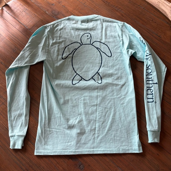NWOT Simply Southern size S blue turtle long sleeve shirt - Picture 9 of 14